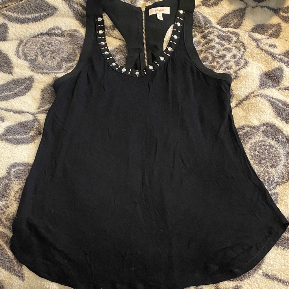 Candie's Black Embellished Scoop Neck Tank